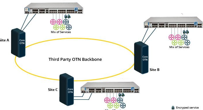Diagram of Alien Wavelength over OTN Network