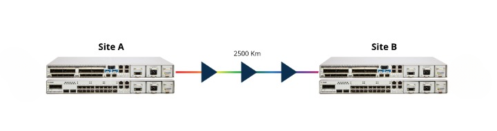 Figure 1: Diagram of PacketLight 100G Devices for Long-haul Transport of Data